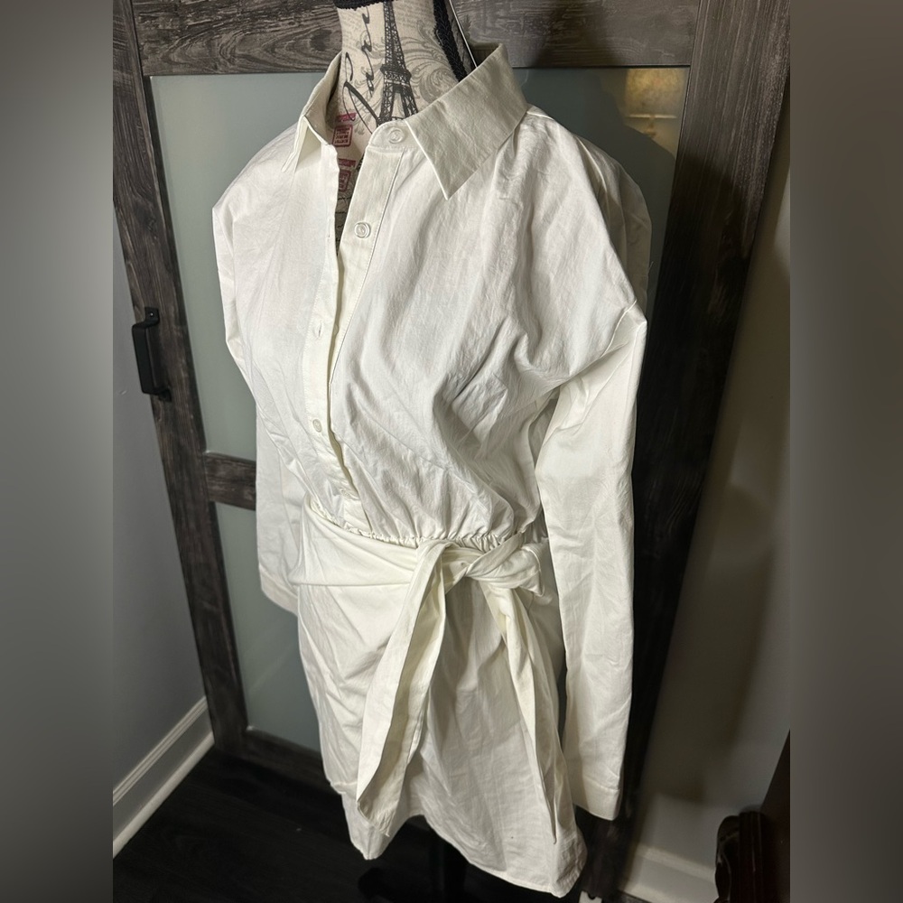 White Button Up Shirt Dress